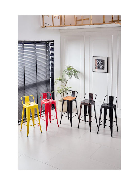 Scaune Bar cu spătar Metal Lirex Kokkino 5buc 41x39.5x75.5buc