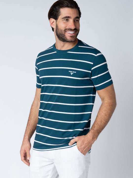 Frank Tailor Kurzarmbluse Petrol/white