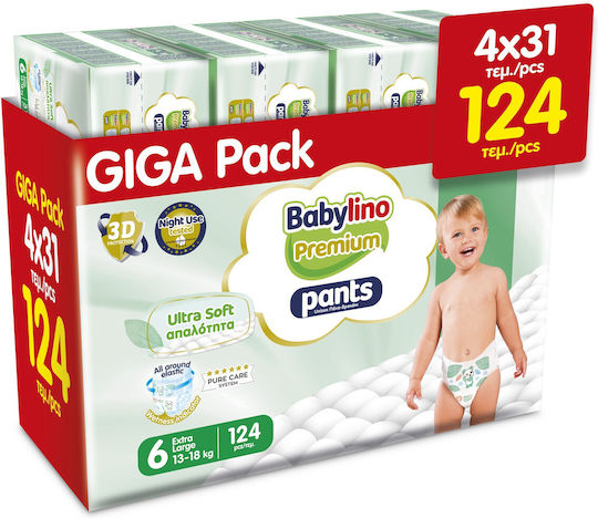 Babylino Πάνες Βρακάκι Premium Pants Monthly Pack No. 6 για 13-18kg 124τμχ