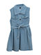 Girls Dress Sleeveless Denim Set with Accessories Blue