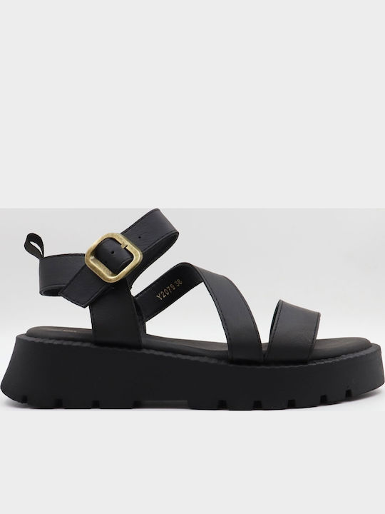Γυναικεία Σανδάλια Flatforms Μαύρα