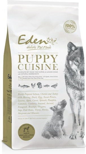 Eden 2kg Trockenfutter ohne Getreide & Gluten für Welpen mittlerer & großer Rassen mit Lachs