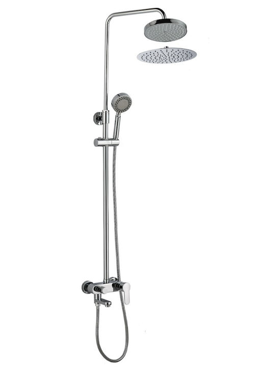 Μπαταρία Στήλη Nτουζιέρας Complete Mod Slim Inox Ø20 3 Ροών Inteflex Xρώμιο 087197
