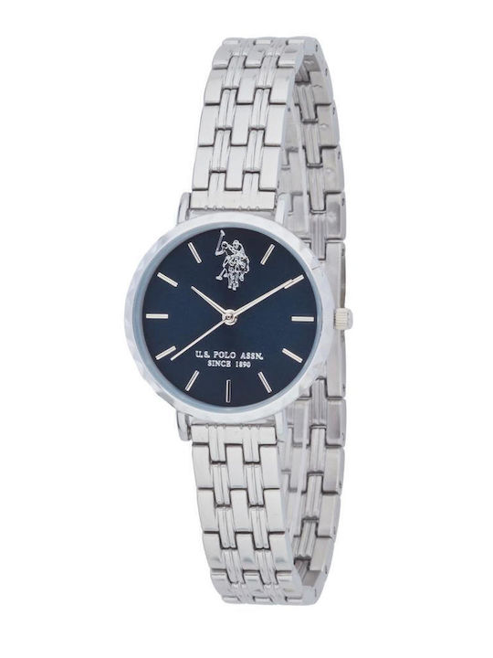 U.S. Polo Assn. Herrenuhr Batterie mit Silber rostfreiem Stahlarmband