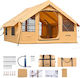 Vevor Cort De Camping Gonflabil Bej 3 Anotimpuri Pentru 8 Persoane 400x300x220cm