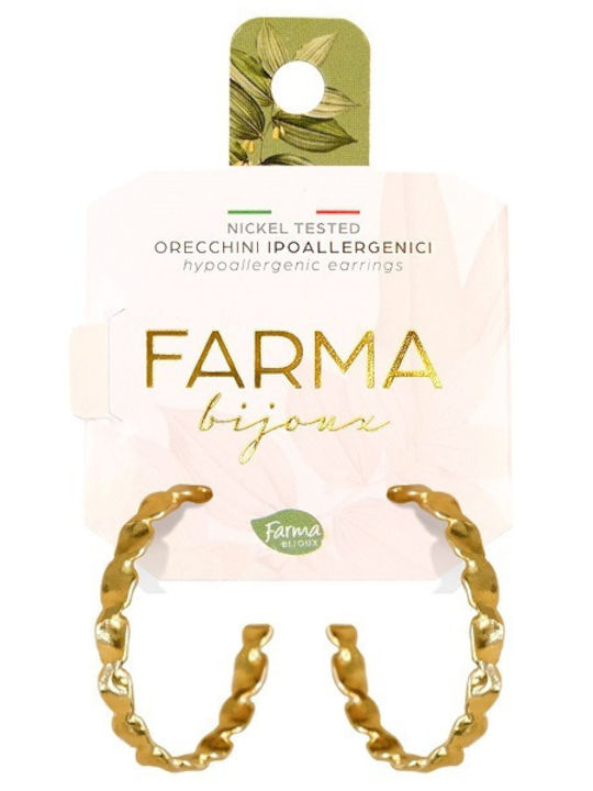 Farma Bijoux Σκουλαρίκια Κρίκοι Επιχρυσωμένα με Πέτρες