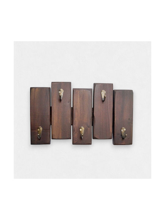 Artifact Agățătoare De Perete Din Lemn 5 Compartimente Bej KREM-1 30x4x17cm