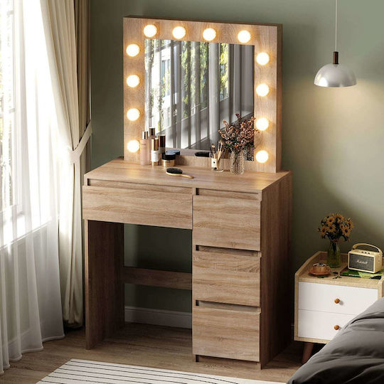 Bodenstehende Schminktisch Schlafzimmer Holz Sonama mit Spiegel 80x40x140cm