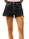 Women's Jean High-waisted Shorts Denim Black