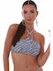 Candy Rush High Neck Bikini Top Animal Print Light Blue