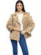Damen DK Beige Kurzmantel mit Knöpfen
