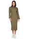 Midi Knitted Dress in Olive
