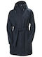 Damen Marineblau Trenchcoat mit Kapuze