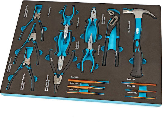 HBM Machines Pliers set Curved Length 250mm 16pcs