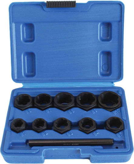 Satra Căpăcei Hexagonali cu Patrat de Prindere 1/2" Set 11buc