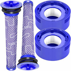Set 4 Newevo Filter Kompatibel mit Dyson V7 V8 V8+ Staubsauger 2 Vorfilter 2 Hepa-Filter Waschbar Lila