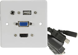Av Link Wandplatte Usb-a Hdmi Vga 4k 122.395uk