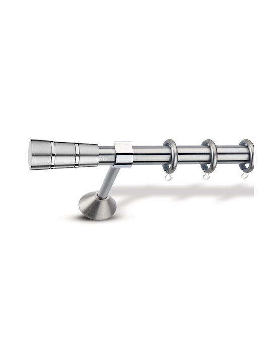 Enis by Domus Metallic Curtain Pole Samothraki Double with Rail Φ25mm 160cm Nickel Matte - Chrome