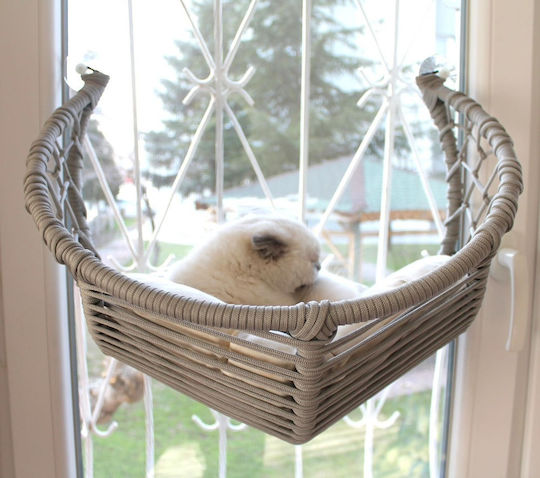 Luxus Katzenbett Hängendes Glas Halbmond Bett Beige 56x40cm