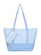 Aquablue Fabric Beach Bag with Toiletry Bag Light Blue