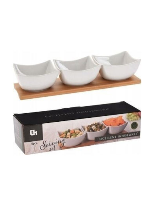 Excellent Houseware Μπωλ Σερβιρίσματος Στρογγυλό από Πορσελάνη Λευκό 4τμχ 8720573502184