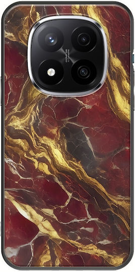 Cracked Marble Red Gold Xiaomi Poco X7 5G Black TPU Black Silicone