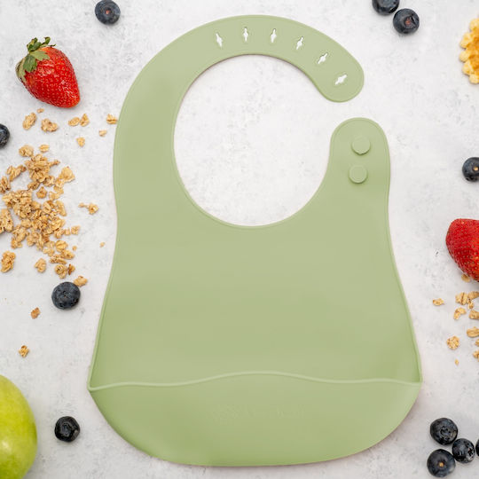 AppeKids Σαλιάρα Σιλικόνης με Τσέπη Raw Green