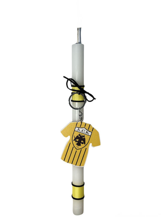 Handgemachte Osterkerze Junge Holzschlüsselanhänger AEK Duftkerze Höhe 30 cm Geschenkverpackung Inklusive