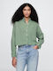 Women's Denim Long Sleeve Shirt Twig Green