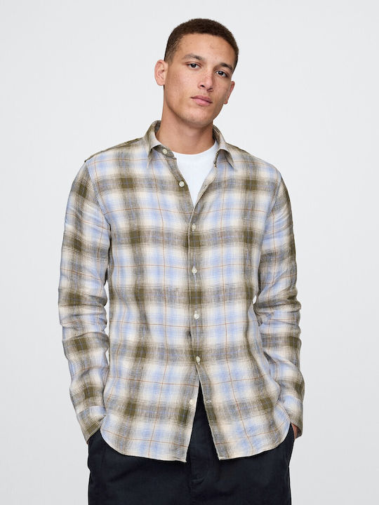 GAP Long-sleeved Linen Shirt Blue Suede