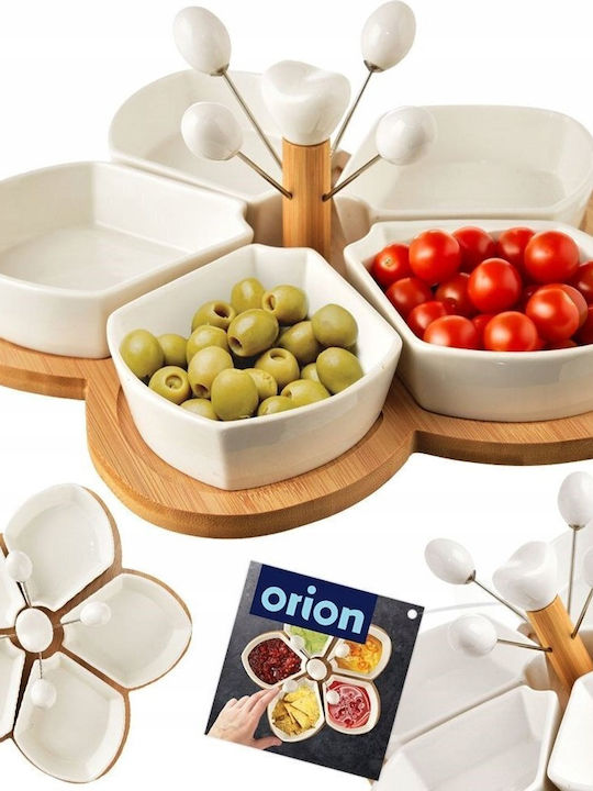 Orion Ορντεβιέρα με Βάση από Πορσελάνη Λευκή Ø28.5cm 10τμχ