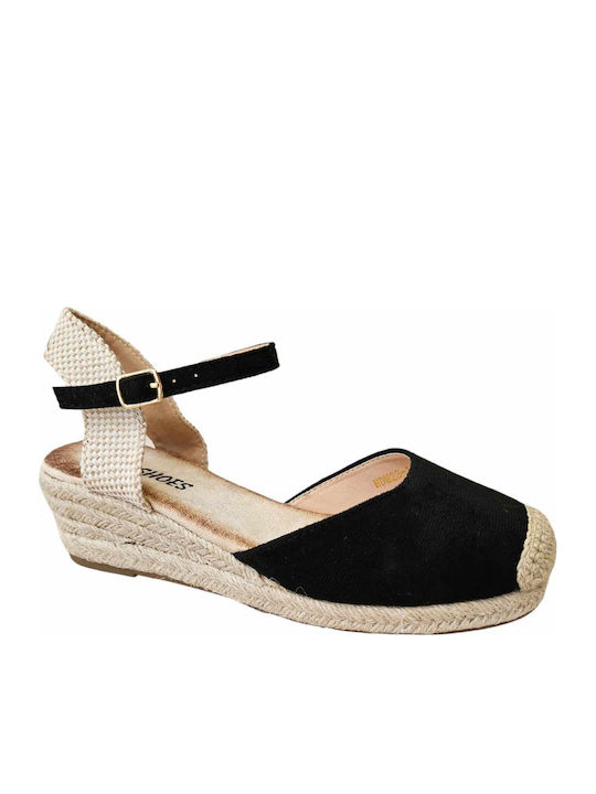 Women's Suede Platform Espadrilles Black