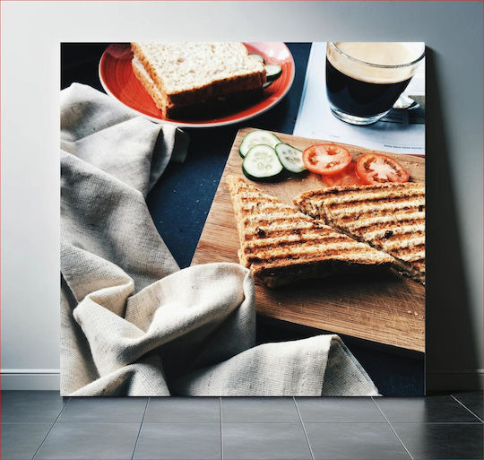 Πίνακας Morning Sandwich Coffee Πρωινό Σάντουιτς Καφές 100x100