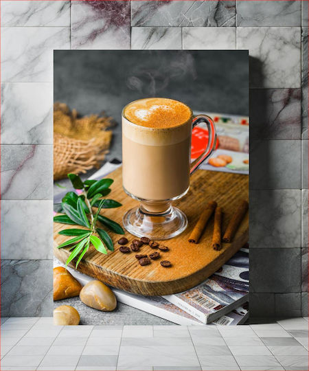 Πίνακας Latte Cinnamon Coffee Beans Latte Κανέλα Κόκκους Καφέ 100x150