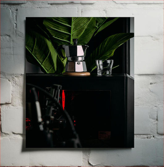 Πίνακας Coffee Maker Glass Plants Καφετιέρα Ποτήρι Φυτά 80x120
