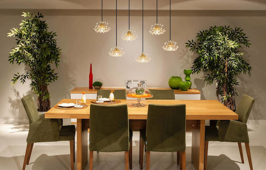 Globo Lighting Κρεμαστό Φωτιστικό Διάφανο με Κρύσταλλα για 6 Λαμπτήρες G9