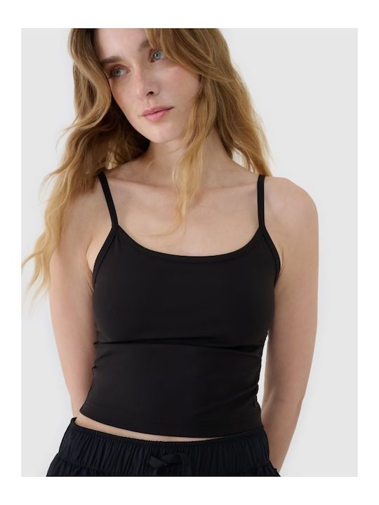 4F Γυναικείο Αθλητικό Crop Top Αμάνικο Black