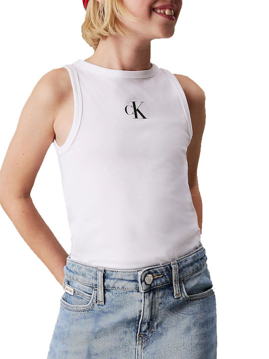 Calvin Klein Kids Sleeveless White Blouse Logo