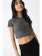 Kinder-Crop-Top Kurzarm Grey