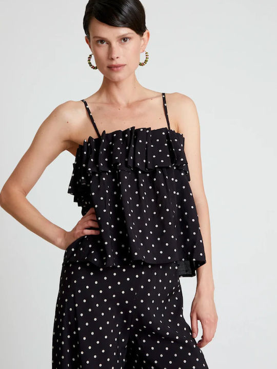 Women's Blouse with Straps Black