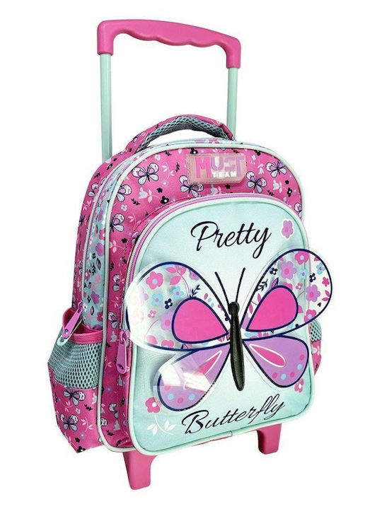 Must Team School Trolley Bag Kindergarten With Water Bottle Holder Pink 8 Litre 27 x 10 x 31cm