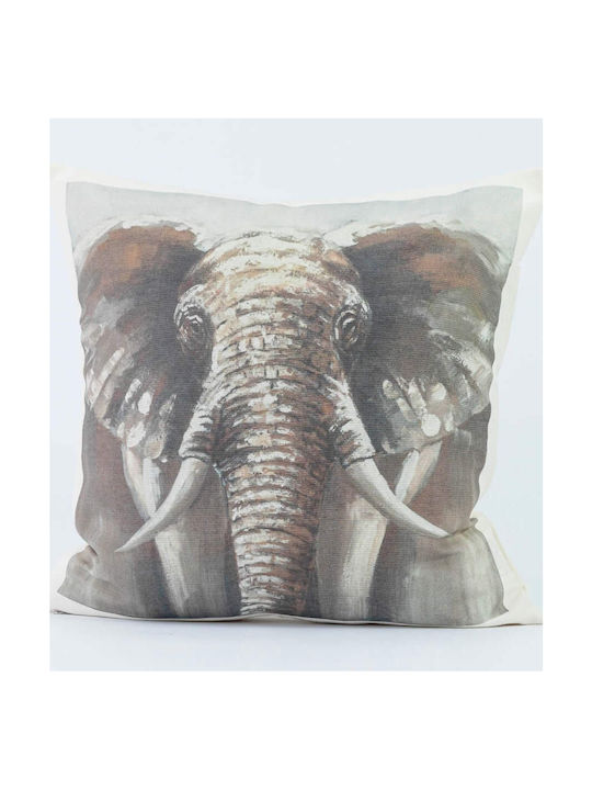 Borea Decorative Pillow Case Design 90 Made of 100% Ecru Cotton 45x45cm