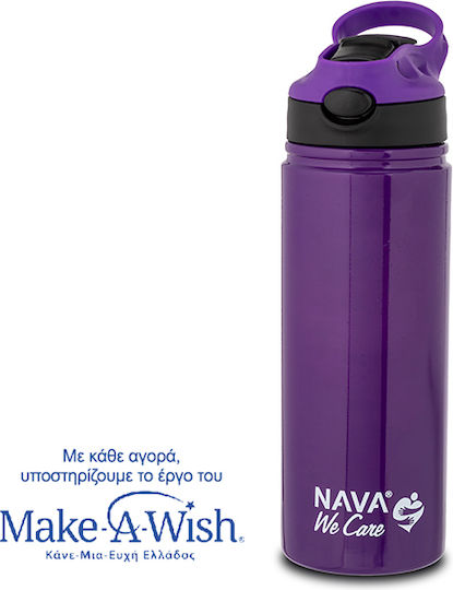 Nava we Care Edelstahl Thermosflasche 500ml Lila mit Stroh