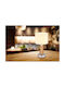 Globo Lighting Wood Table Lamp with White Shade and Brown Base