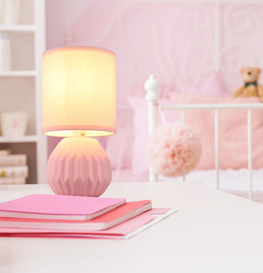 Globo Lighting Πορτατίφ με Ροζ Καπέλο και Βάση