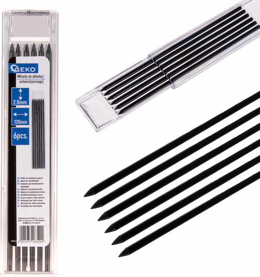 Set Replacement Leads Carpentry Mechanical Pencil 120 X 2.8 Mm 6 Pieces Geko G29004a