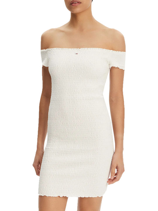 Summer Mini Evening Dress Ecru
