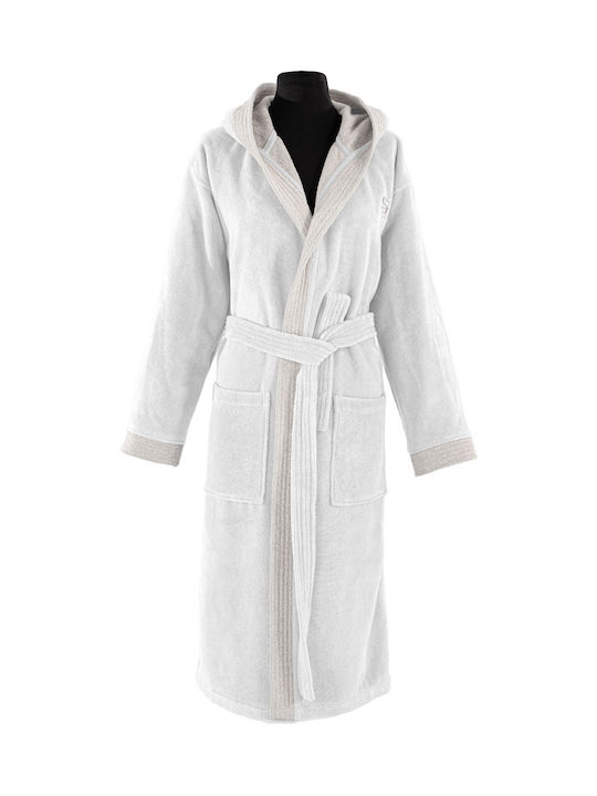 Guy Laroche Monogram Μπουρνούζι με Κουκούλα White