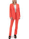 Women's High-waisted Fabric Trousers Straight Line Orange