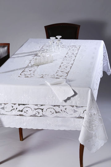 Silk Fashion Τραπεζομάντηλο Λινό Κοφτό 9895 Λευκό 170x270εκ.